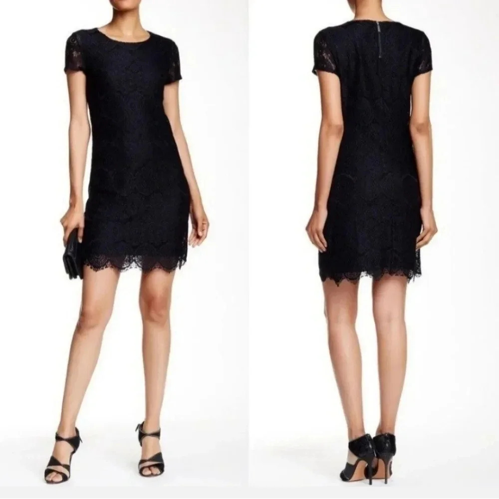 Laundry | Scallop Trim Lace Black Dress | Little Black Dress